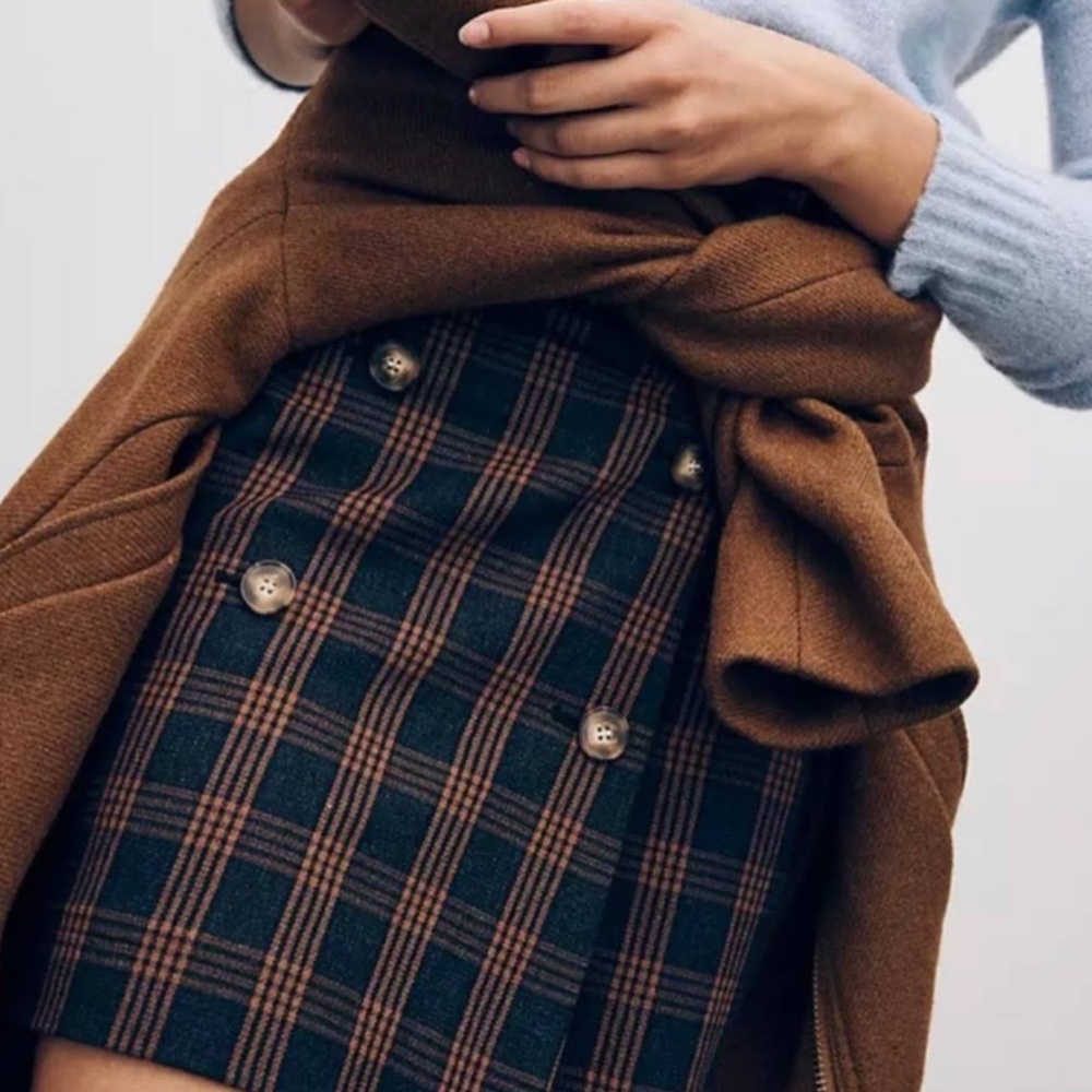Madewell Plaid Buttoned Skirt